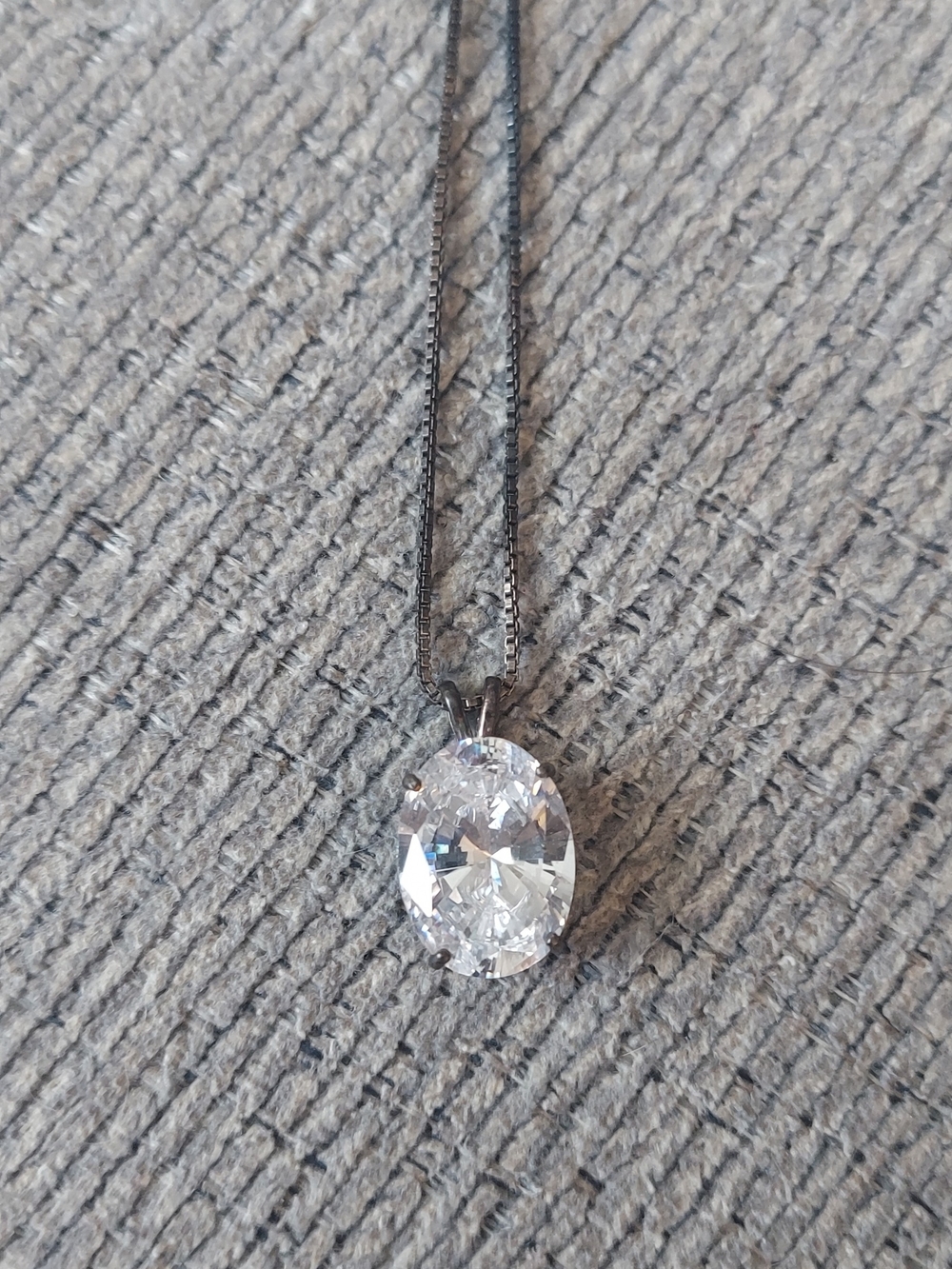 Sparkling Clear Oval Crystal Pendant Necklace in Silver - Women Jewelry
